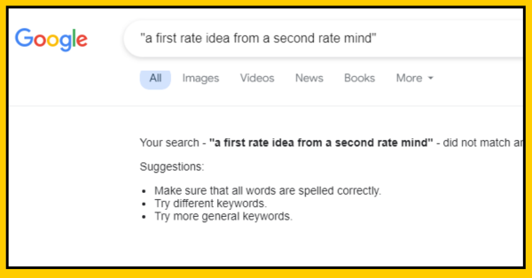 A First Rate Idea From A Second Rate Mind Link Image